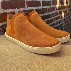 Rothy’s “The Chelsea” high top sneaker in “Fawn”. Size 10